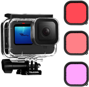 TELESIN Waterproof Case For GoPro HERO13/12/11/10/9 45M Deep Diving, 20102501